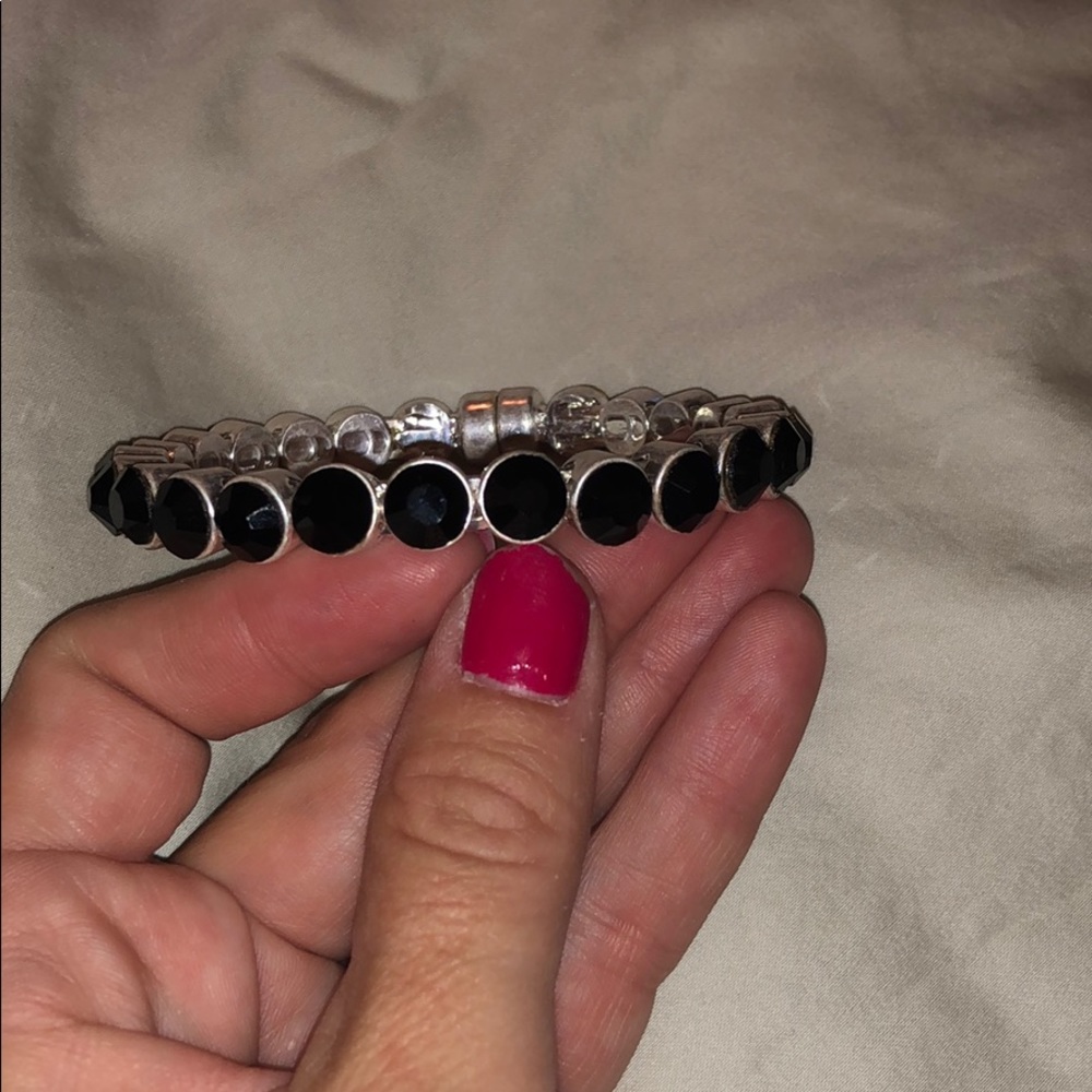 Solid black with silver